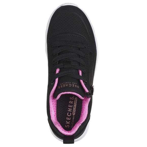 New Skechers UNO LITE EASY ZIP Sneaker Black/Pink Size US 13.5 Kids Shoes NIB - Picture 1 of 9